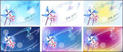 Windmill and dreamy background material vector